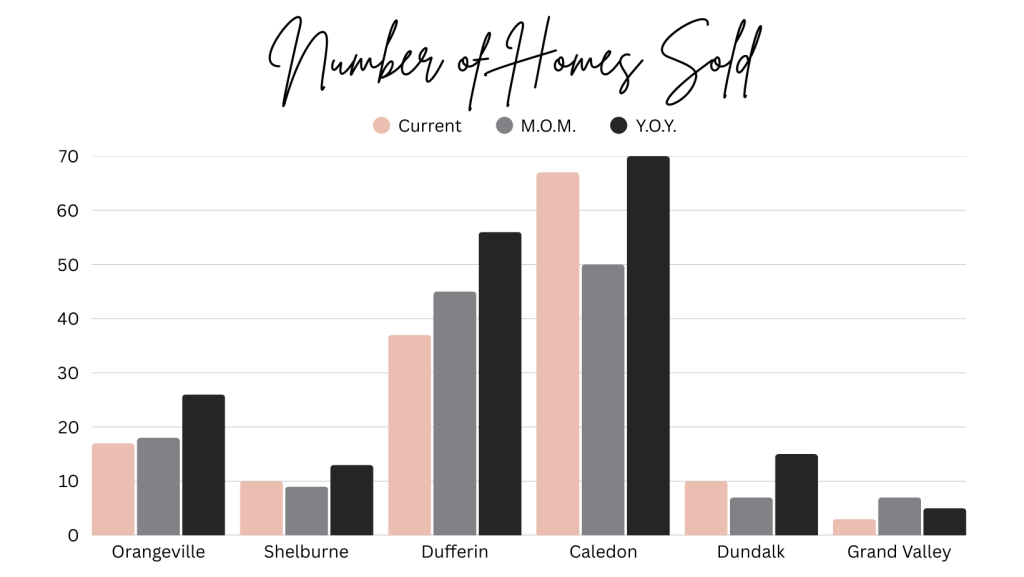 Sold Prices Graph - March 2025. Dufferin County & Surrounding Areas